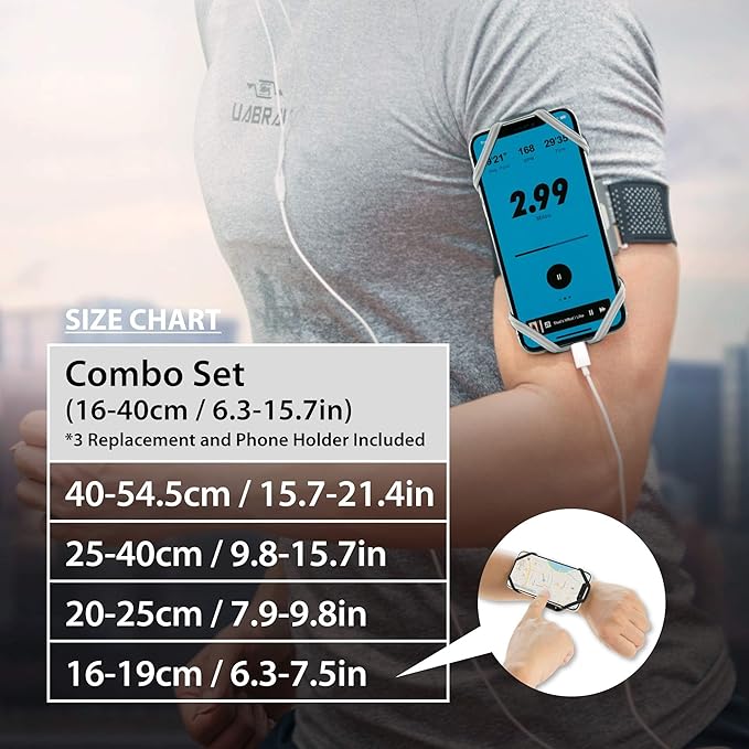 BONE Run Tie, Running Cell Phone Holder, Skin-Friendly & Washable Silicone Sport Armband, Universal Workout Phone Carrier Compatible with Most Smartphone (Luminous - Size L/Arm Size 9.8-15.7")-StrideForce Fitness