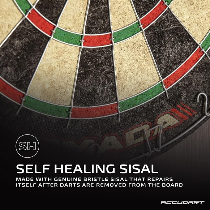 Accudart Armada Bristle Dartboard Cabinet Set - Official Size 18" x 1.5" - Self Healing Genuine Sisal - Wall Mount Cabinet Set - Round Spider Wires Reduce Bounce Outs - Rotatable Metal Number Ring-StrideForce Fitness