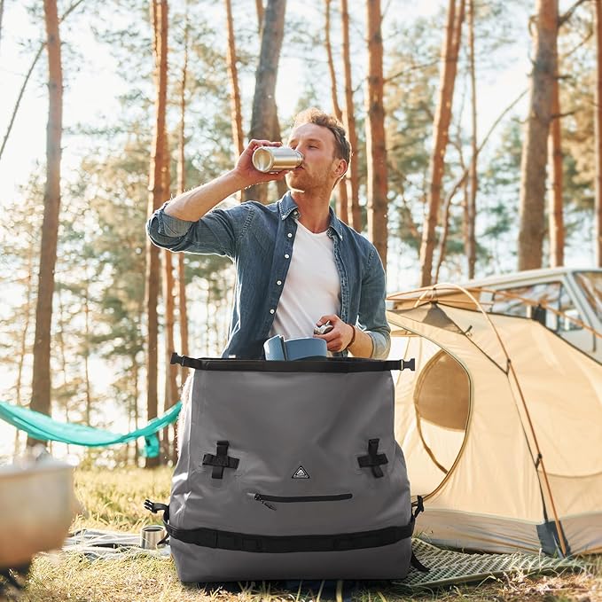 Haimont Large Waterproof Duffel Backpack Roll-Top Heavy Duty Dry Duffle Bag for Boating, Travel, Motorcycle, Kayaking, Camping, 60L-StrideForce Fitness