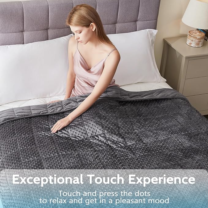 L'AGRATY Weighted Blanket for Adult - 48"x72" 15lbs Minky Dots Heavy Blanket with Glass Beads: Soft Breathable for All-Season Summer Fall Winter Thick Comfort for Sleeping-StrideForce Fitness