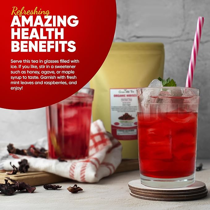 Greenhilltea Premium Dried Hibiscus Flower, Fully natural and healthy, Rich Aroma, Gluten Free, Non GMO, contains benefits of Hibiscus – 4 OZ-StrideForce Fitness