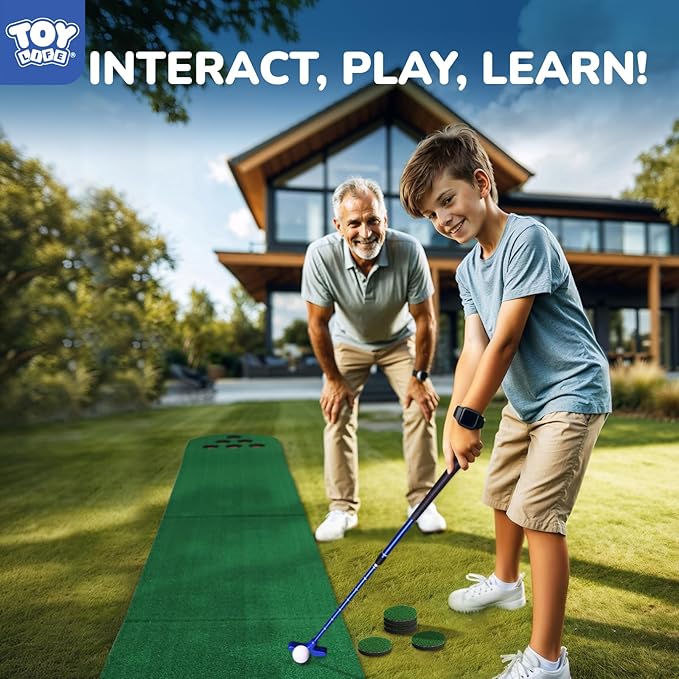 Golf Putting Game Set, Mini Golf Game Set with 2 Putters 2 Balls, 10 Feet Practice Putting Green Mat for Adults, Indoor Outdoor Backyard Party Game-StrideForce Fitness