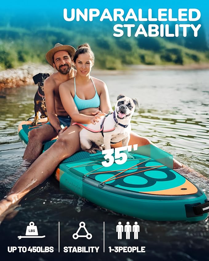 Bigfly 11'6×35" Super Wide Inflatable Stand Up Paddle Board, Ultra Stable Wide SUP for 2+1 People/Family/Big Size, 100L Backpack, All-Round Sup Board, US Big Fin-StrideForce Fitness
