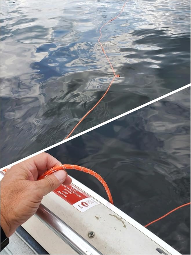 5/16 in (8mm) x 100 ft (30Meter) Marine Floating Rope for Boating, Fishing, Rafting, Camping, Hiking, Hunting, Anchor, Mooring, Dock Lines, Kayak, Canoe, Rescuing Reflective Orange-StrideForce Fitness