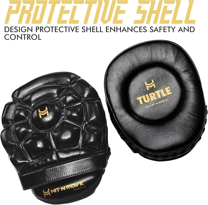 HIT N MOVE Turtle Boxing Mitts and Pads Suitable for Boxing Gloves Men, Boxing Equipment, MMA Gloves Men, UFC Gloves, Boxing Mitts Leather, Training Gear for Athletes, High-Performance Focus Mitts-StrideForce Fitness
