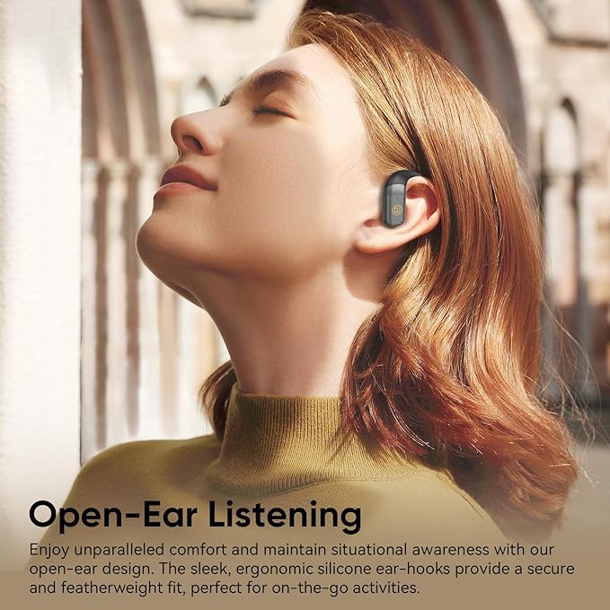 BUGANi Open Ear Headphones Wireless Earbuds,5.4 Bluetooth Headphones, IPX5 Waterproof Ear Buds for Running Workout Cycling Gift (White)-StrideForce Fitness