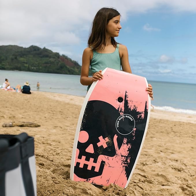 Veer Body Board - High Performance Adult or Child Sized Boogie Board - Bodyboard for Adults, Kids, Boys and Girls - Includes Premium Neoprene Tether with Two-Way Rotation-StrideForce Fitness