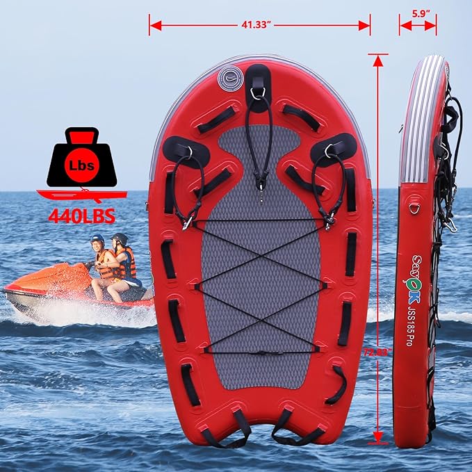 SAYOK Large Inflatable Sled Water Floating Mat Jet Ski Sled Board for Professional Emergency Rescue, Big Wave Surfing-StrideForce Fitness