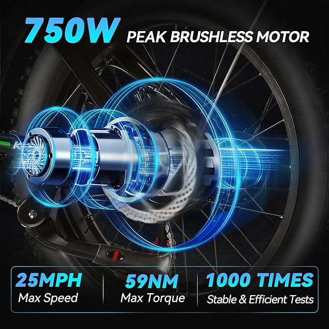 750W Electric Bike for Adults, 20" Fat Tire Electric Dirt Bike with 48V 13AH Removable Battery, Max 25 MPH & 35+Miles, LCD Display, Full Suspension Ebike for Snow/Beach/Mountains/Road-StrideForce Fitness