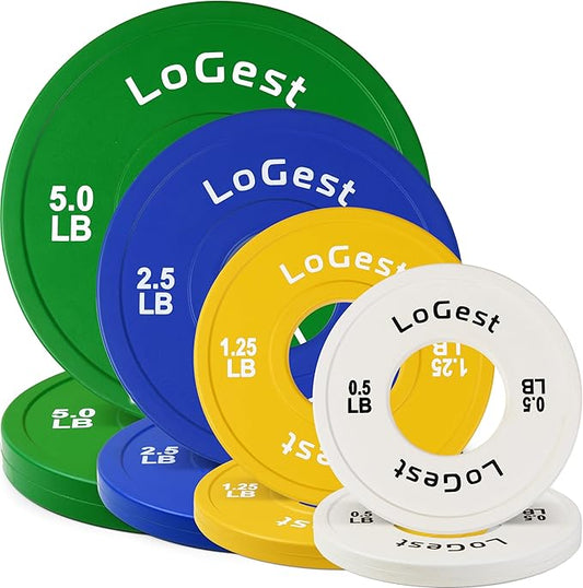 LoGest Olympic Change Weight Plates Set - For Weightlifting, Powerlifting or Gymnastics - 8-Piece Set Fractional Weight Plates - 0.5LB 1.25LB 2.5LB 5LB Pair Cross Training Bumper-StrideForce Fitness