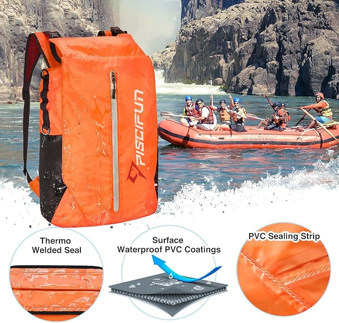 Piscifun Dry Bag Waterproof, Lightweight Dry Backpack Roll-Top Sealed with Waist Pouch and Phone Case Keeps Gear Dry Inside for Kayaking, Boating 10L 20L 30L-StrideForce Fitness