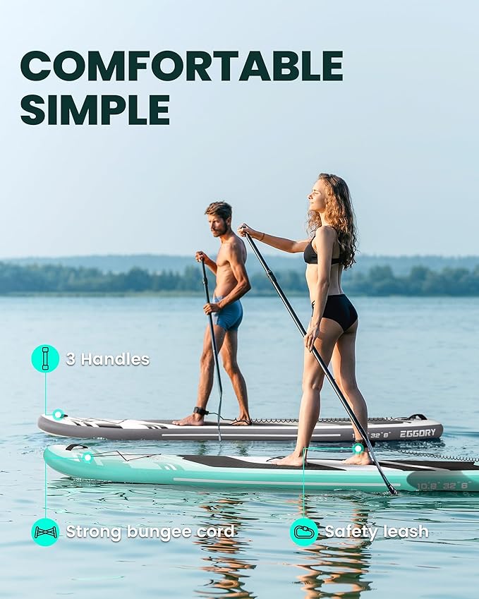 Inflatable Paddle Board,Stand Up Paddle Board Set, Extra Wide SUP Board with Removable Fin, Floating Paddle, Hand Pump, Waterproof Phone Pouch,Traveling Board-StrideForce Fitness