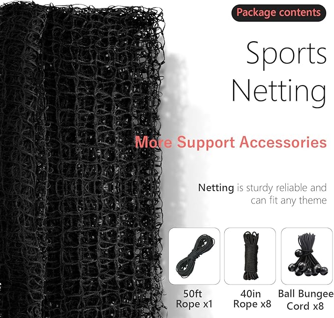 Storgem Baseball Softball Backstop Nets, Sports Netting, Sports Barrier Netting, Heavy Duty Sports Nets Netting Knotless for Playing Field, Backyard or Garage-StrideForce Fitness