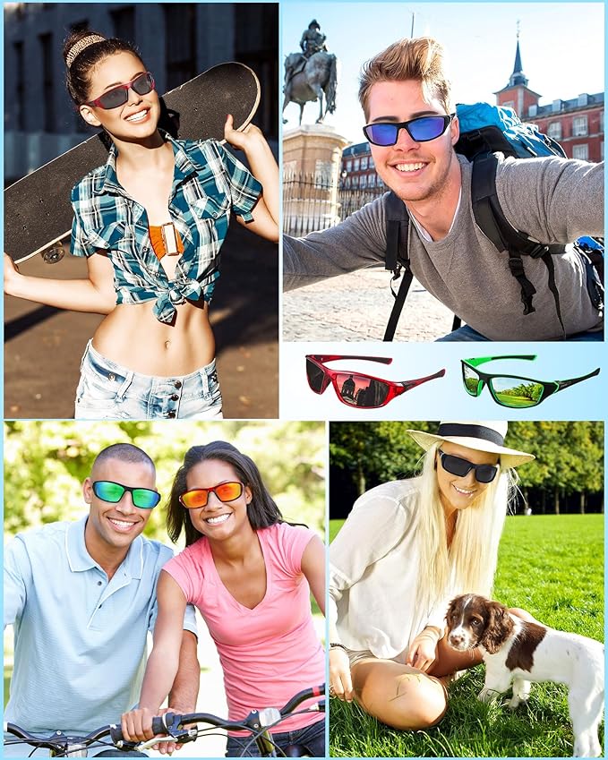 Frienda 6 Pack Polarized Sport Sunglasses for Men Multipack Fit over Glasses Pack Lot Set Men's Sport Fishing Eyeglasses-StrideForce Fitness