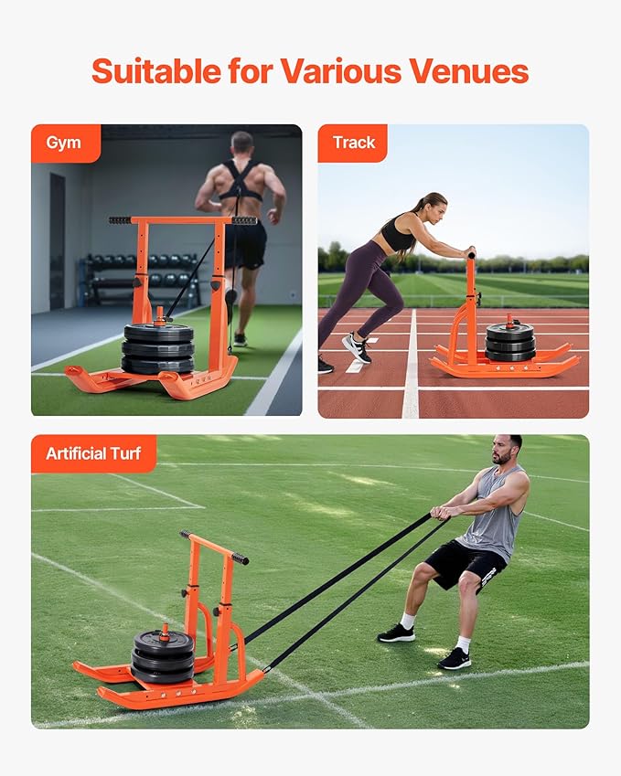 VEVOR Weight Sled, Steel Power Sled, Fitness Training Sleds for Athletic Exercise Speed Improvement, Workout Equipment with Adjustable Height Handle-StrideForce Fitness