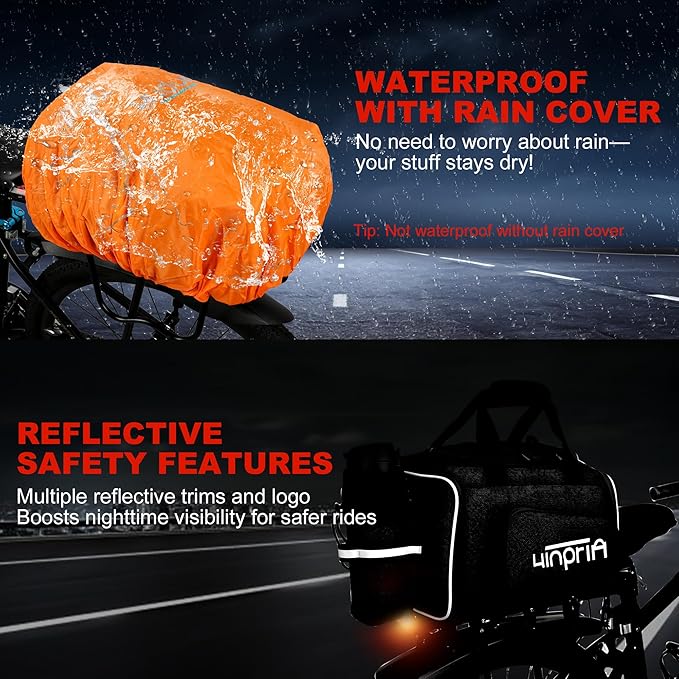 Bike Bags for Bicycle Rack Bags,18-20L Pannier Trunk Pannier with Rain Cover,Water Resistant Ebike Saddle Bag for Rear Rack handlebar Shoulder Bag for Commuter Travel Outdoor Cycling,900D-StrideForce Fitness
