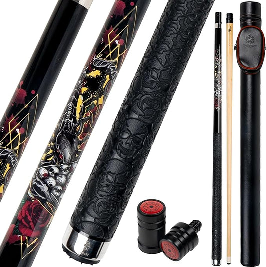 Collapsar CBP Pool Stick with 1X1 Hard Case,13mm Tip with Low Deflection Technology Billiard Cue,58" 2-Pieces 19-21 oz Professional Pool Cue Set-StrideForce Fitness