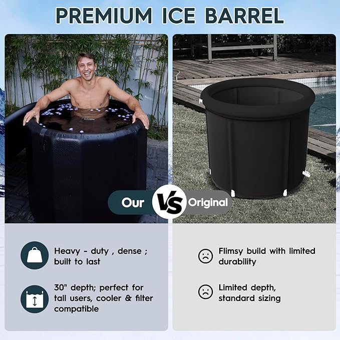 Cold Plunge Tub for Athletes, 100 Gallon Inflatable Ice Bath Tub Water Chiller Compatible, Portable Ice Tubs for Cold Plunge with Insulated Lid for Outdoor & Indoor Recovery-StrideForce Fitness