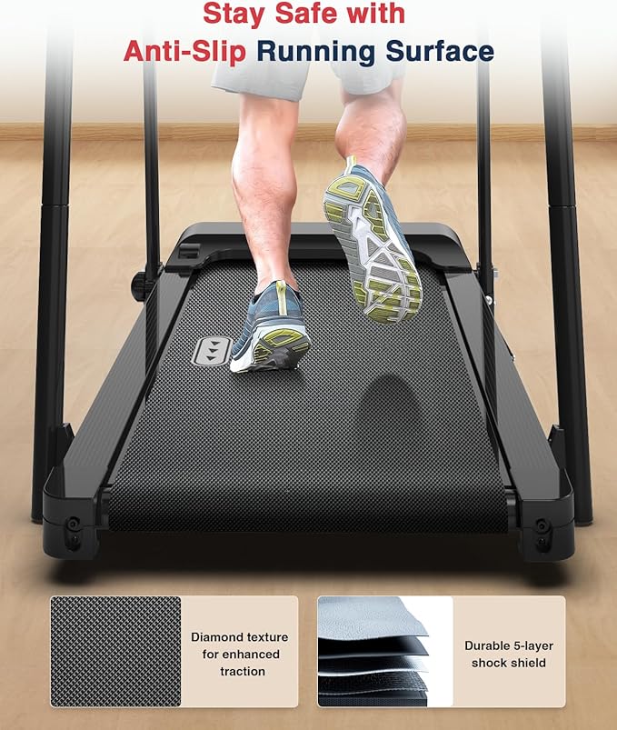 Redliro Treadmill for Seniors with Long Handrails - 300 lbs Capacity Walking Treadmill for Elderly with Cup Holder - Recovery Machine for Home Use with Clear, Non-Scrolling Display (Black)-StrideForce Fitness