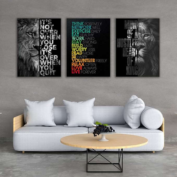 Motivational Canvas Painting Wall Art Execution Grind Hustle Inspirational Wall Art Success Entrepreneur Poster Positive Quotes Wall Poster Framed for Home Office Wall Decor[36''Wx 16''H]-StrideForce Fitness