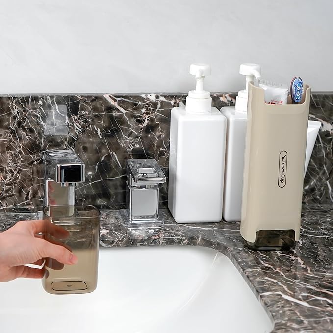 3 Pack Portable Travel Toothbrush Case, Toothpaste Case with Split Mouthwash Cup, Travel Toothbrush Cup Case for Travel, Business, Home, Camping