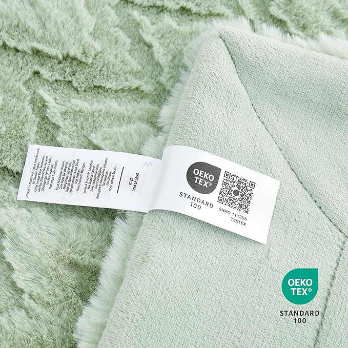 Cozy Bliss Faux Fur Throw Blanket for Couch - Soft Fuzzy Cozy Throw Gift Blankets for Women,Sage Green Boho Blanket for Sofa Bedroom Living Room.60 * 80 Inches-StrideForce Fitness
