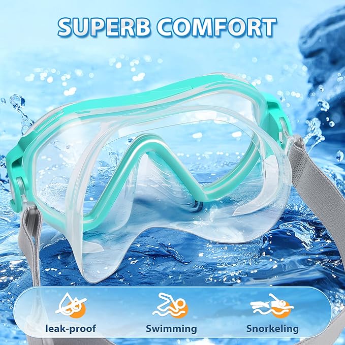 Supertrip Adult Swim Goggles Swimming Goggles with Nose Cover Elastic Fabric Strap Tempered Glass Snorkeling Gear for Adults-StrideForce Fitness
