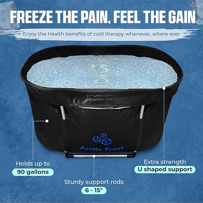 Large Oval Professional Ice Bath Tub-90 Gallon Inflatable Cold Plunge- Portable Lightweight Easy to Set Up for Full Cold Water Immersion, Faster Recovery (Black, Large Ice Bath (43x24x22))-StrideForce Fitness
