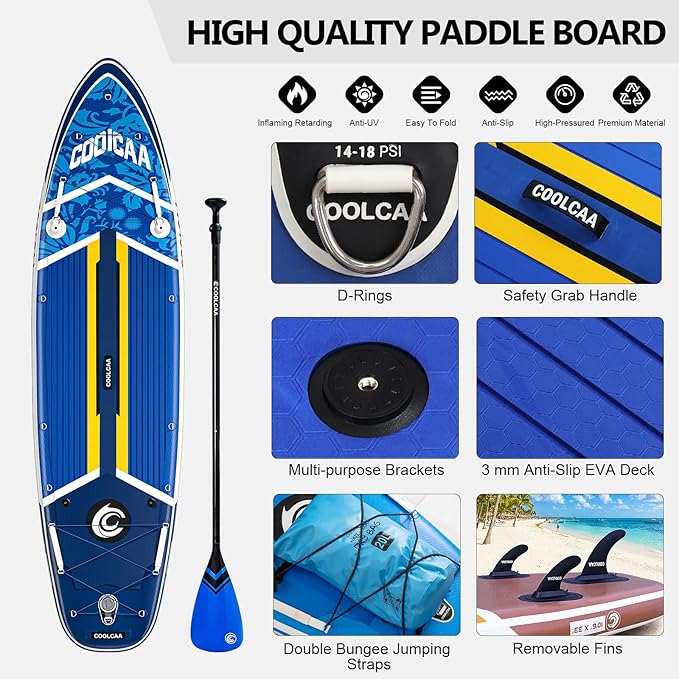 Inflatable Paddle Board, Stand Up Paddleboard with Premium SUP Accessories for Fishing & Yoga, 460lb Capacity, Non-Slip EVA Deck, Blow Up Paddle Boards for Adults & Beginner-StrideForce Fitness