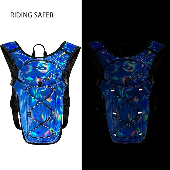 Reflective Hydration Backpack, Hydration Pack - Water Backpack with 2L/3L Hydration Bladder, Essential for Festivals - Rave Hydration Pack for Hiking, Running, Cycling, and Festivals-StrideForce Fitness