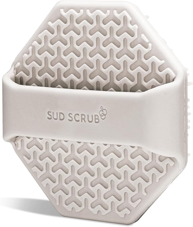 Sud Scrub® Antimicrobial Silicone Face Scrubber, 1 Pack, Gentle Face Exfoliator for Sensitive Skin, Eco Friendly Facial Cleansing Brush, Exfoliating Face Brush for Men and Women (Clay)