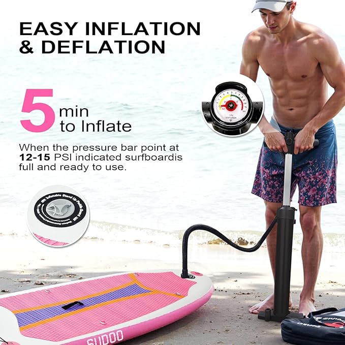 Inflatable Stand Up Paddle Board 10‘x30‘‘- Ultra-Light SUP with Backpack, Pump, Paddle, Coil Leash, 3 Fins, Repair Kit, Stable Design, Non-Slip EVA Deck for Adults & Youth-StrideForce Fitness