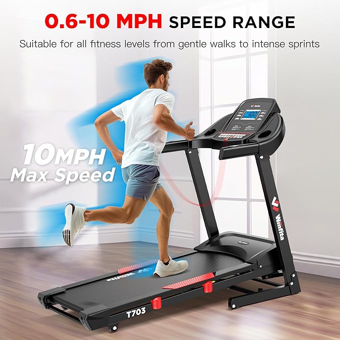 Treadmill with 15% Auto Incline, 300 LBS Capacity and 10 MPH Max Speed, 4.0HP Folding Treadmills for Home Features 18'' x 50'' Belt, Bluetooth, APP, 64 Preset Programs and 3 Countdown Modes-StrideForce Fitness