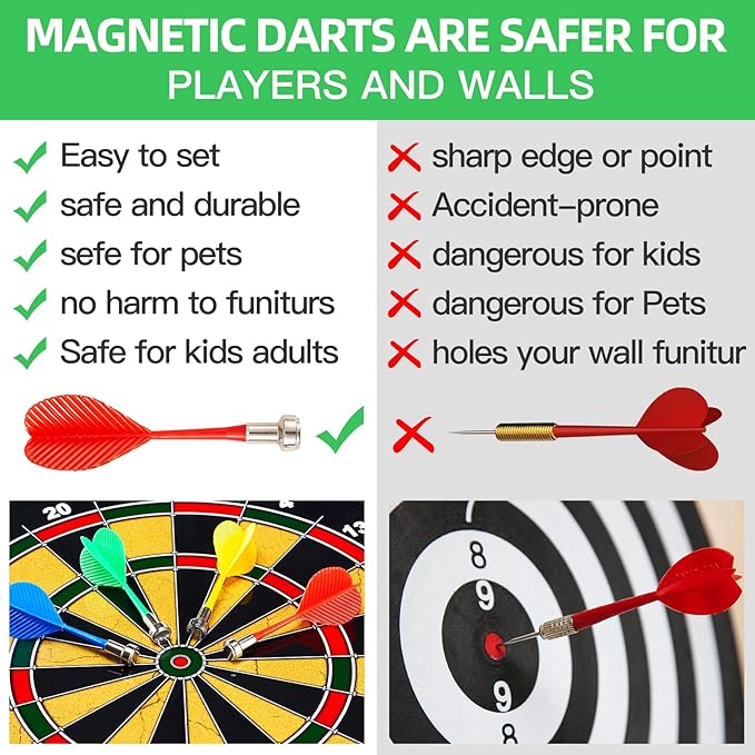 Magnetic Dart Board for Kids-12Magnetic Dart/Sticky Balls Or 2 Toy Gun+40 Foam Dart.Indoor/Outdoor Kids Games and Party Games,Christmas Birthday Gifts Toys for 3-12 Year Old Boys-StrideForce Fitness