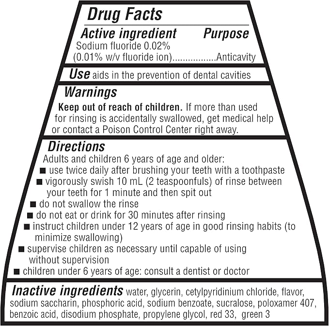 Amazon Basics Anticavity Fluoride Mouthwash, Alcohol Free, Violet Mint, 1 Liter, 33.8 Fluid Ounces, 1-Pack (Previously Solimo)