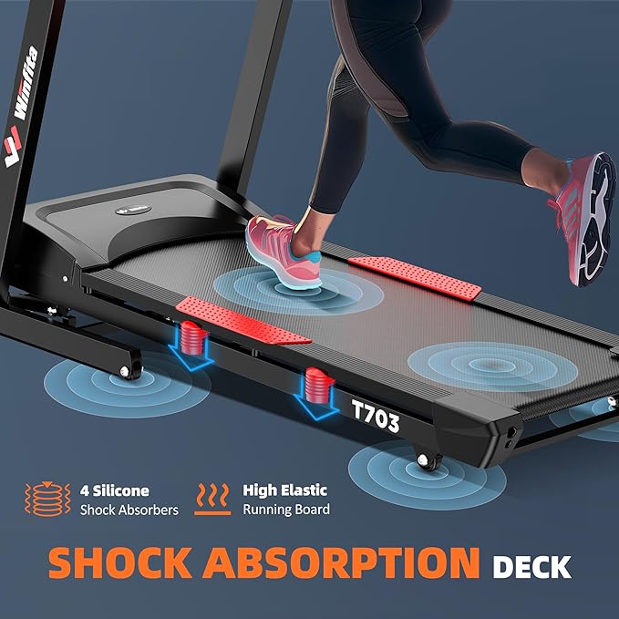 Treadmill with Incline, 300 LBS Capacity, 8 MPH or 10 MPH Speed, Bluetooth, App, Pause Function, Folding Treadmills for Home with 64 Programs, 17'' or 18'' Wide Belt, Heart Rate, BMI Detector-StrideForce Fitness