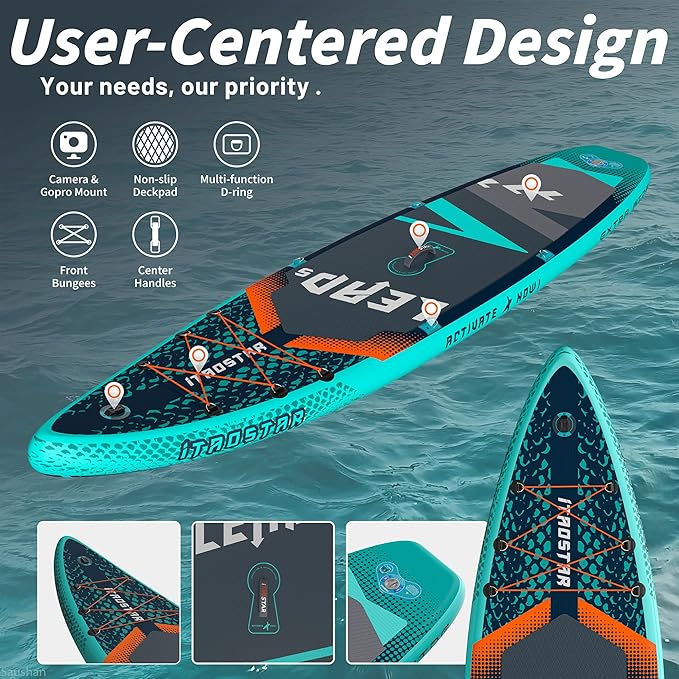 Lead 11‘ x 33" / 12’×35" Inflatable Stand Up Paddle Board - Premium SUP Board Kit - Ultra Stable Paddleboard for Adults & Youth - All Skill Levels - for Lakes, Oceans-StrideForce Fitness