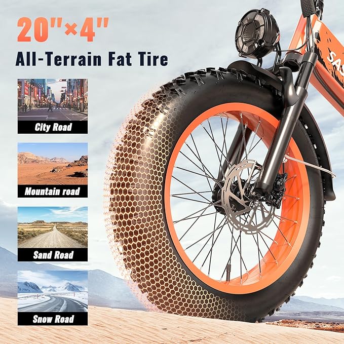 Folding Electric Bike for Adults, 20'' 1500W Peak Fat Tire Ebike, Up to 70 Miles 30+MPH Electric Mountain Bike with 52V 20AH Removable Battery, Dual Suspension, 7-Speed,UL Certified-StrideForce Fitness