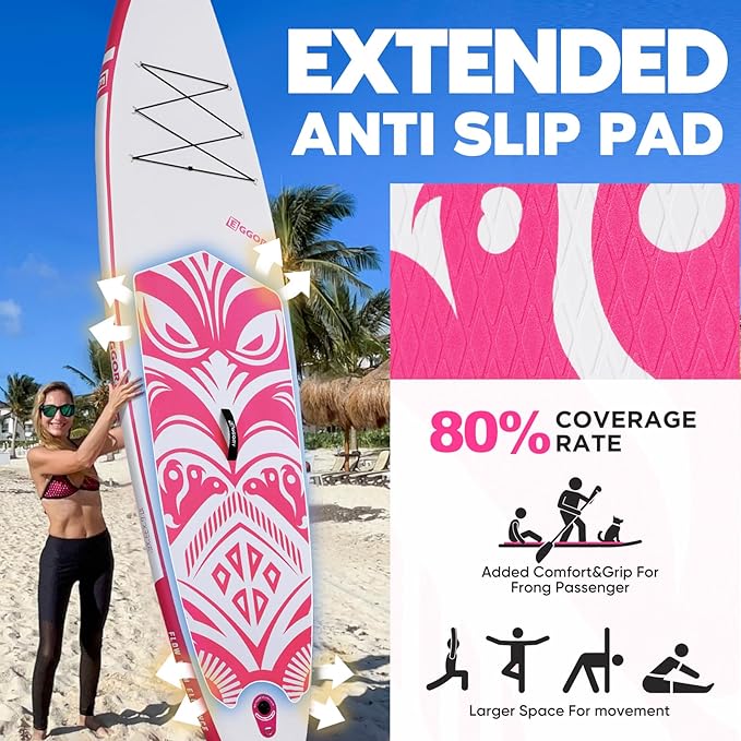 Inflatable Paddle Board,Stand Up Paddle Board Set, Extra Wide SUP Board with Removable Fin, Floating Paddle, Hand Pump, Waterproof Phone Pouch,Traveling Board-StrideForce Fitness