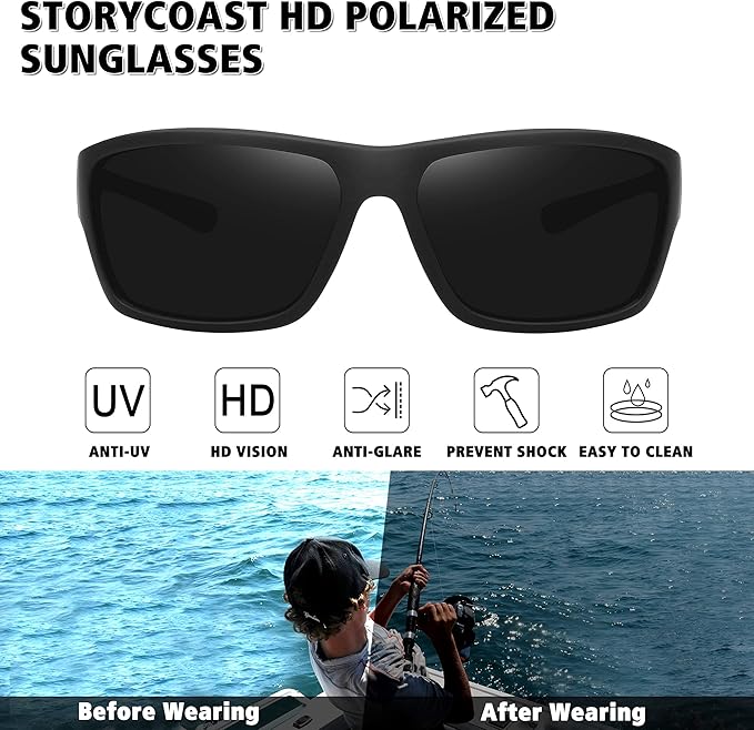 STORYCOAST Polarized Sports Sunglasses for Men Women Unbreakable Frame Cycling Fishing Driving-StrideForce Fitness