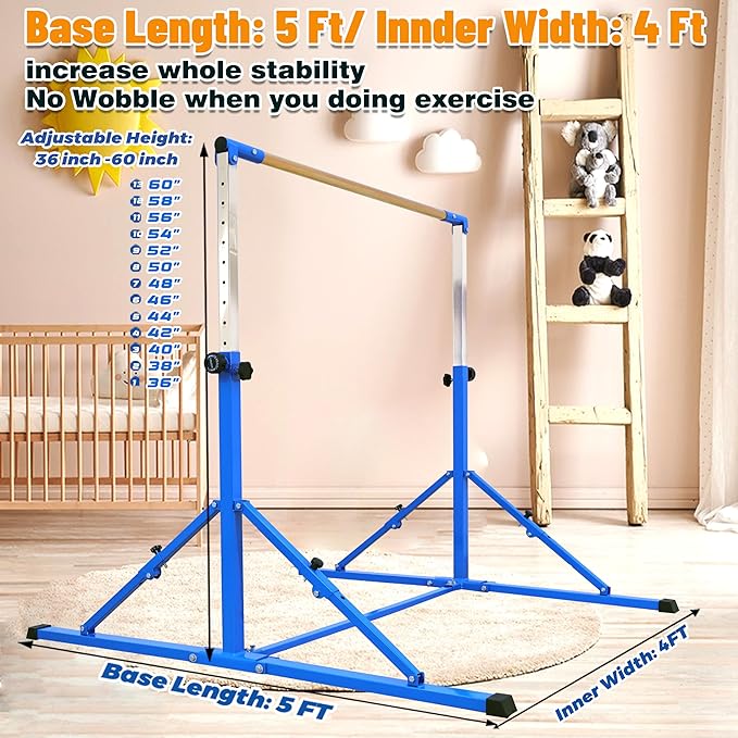 4FT/5FT Gymnastic Bar Set Gymnastics Horizontal Bar Gymnastics Kip Bar for Kids Home Use-StrideForce Fitness