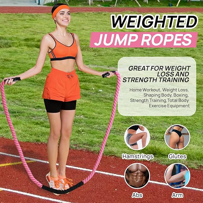 Weighted Jump Rope for Fitness – Heavy Skipping Rope for Women & Adults, Ideal for Home Gym Workouts, Strength Training, Weight Loss, and Boxing-StrideForce Fitness
