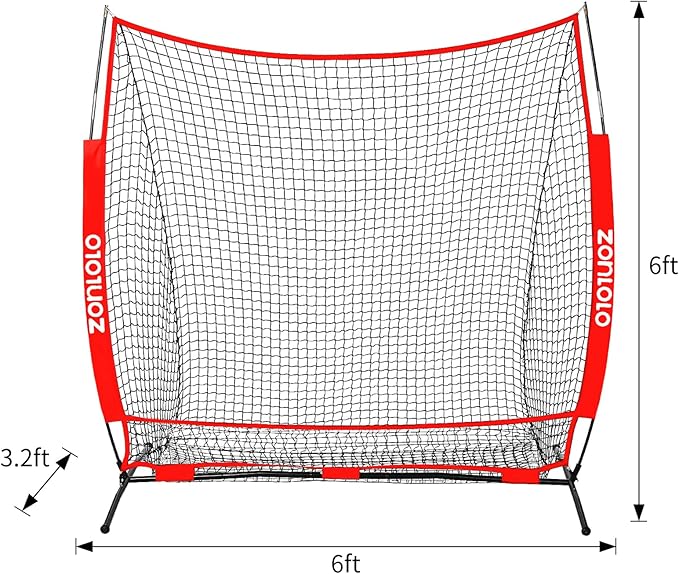 6 x 6 FT Baseball Net with 3 Diffferent Targets, Portable Practice Net for Batting，Hitting，Pitching and Throwing,Compact Package with Small Carrying Bag，Great for Kids-StrideForce Fitness
