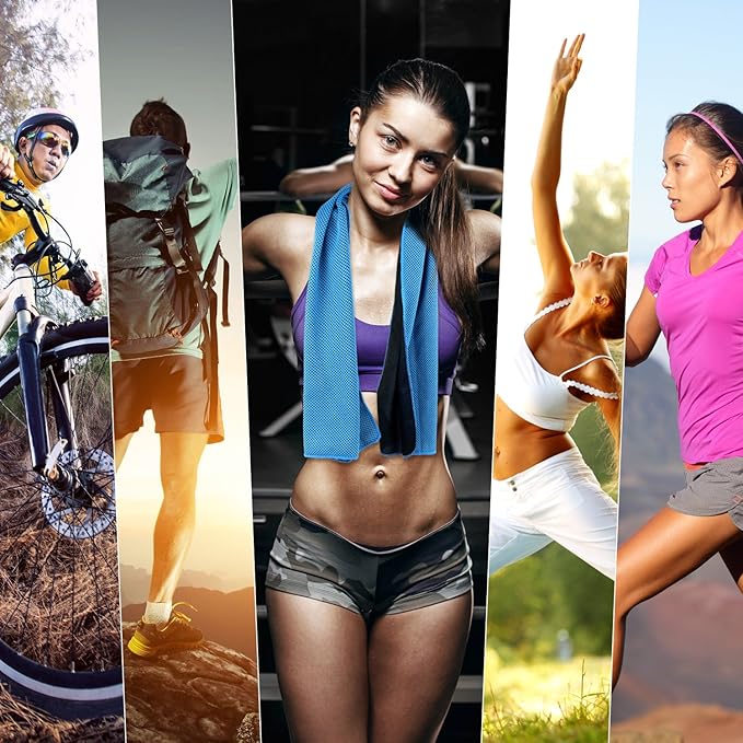 Cooling Towels 40 Pack 40"x 12", 160gsm Bulk Cool Towels, Soft Breathable, Super Absorbent, Quick Cold Towel, for Bowling, Yoga, Travel, Camping, Golf, Football, Hiking, Outdoor Work-StrideForce Fitness