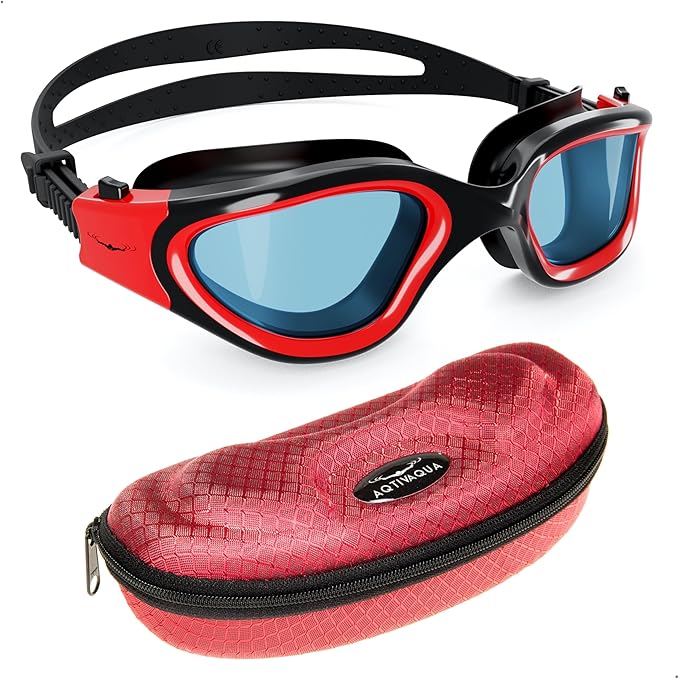 AqtivAqua Swimming Goggles, DX Wide View Swim Goggles for Adult Men Women, Anti Fog No Leaking-StrideForce Fitness