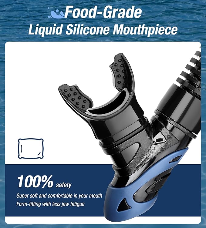 Aegend Dry Snorkel, Dive Mask Easy-Breath Free Diving Snorkel for Snorkeling Scuba Diving Freediving Swimming, with Top Dry Valve and Food-Grade Silicone Mouthpiece-StrideForce Fitness