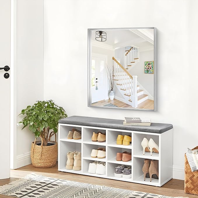 Silver Bathroom Mirror, 30x36 Inch Rectangular Framed Mirror, Large Wall Mounted Bathroom Vanity Mirror Over Sink for Bedroom,Restroom, Living Room, Hangs Vertically or Horizontally-StrideForce Fitness