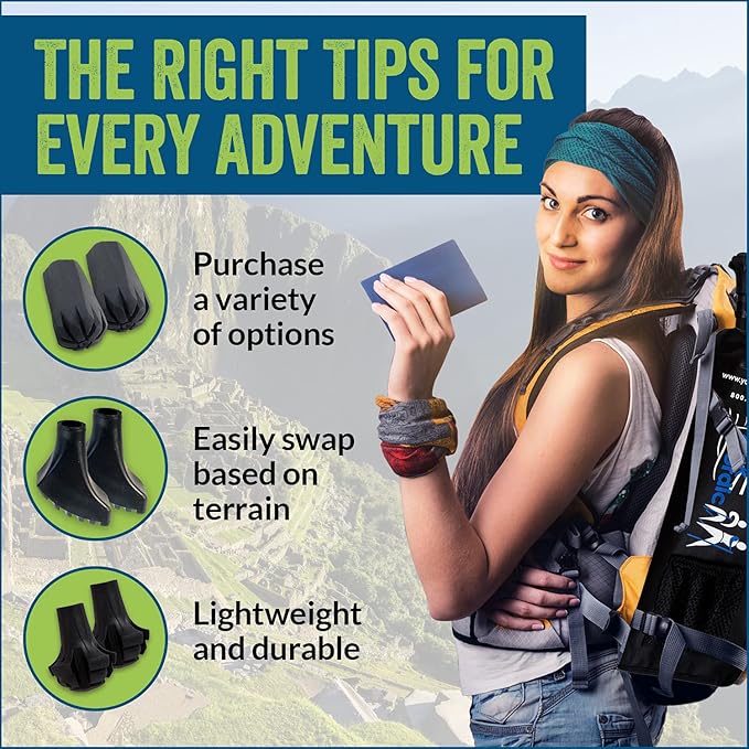 4 Pack of Extra Durable Rubber Replacement Tips (Replacement Feet/Paws/Ferrules/Caps) for Trekking Poles - Fits All Standard Hiking and Nordic Walking Poles-StrideForce Fitness