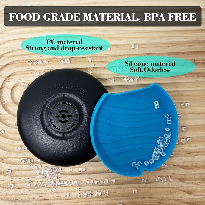 2 Pack Retainer Case,Aligner Case with Vent Holes, Compatible with Invisalign, Mouth Guard Cases，Portable Slim Travel Cute Orthodontic Retainer Cases (Black Blue)