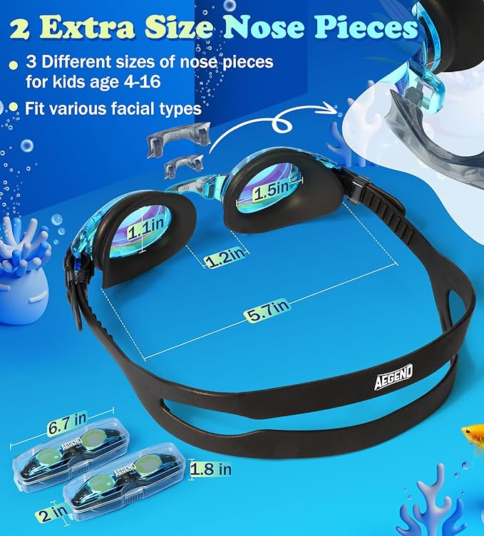Aegend 2 Pack Kids Goggles, Swimming Goggles for Kids Age 4-16 Boys and Girls Youth, Anti-Fog Waterproof Anti-UV Pool Goggles-StrideForce Fitness